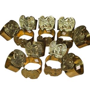 Set of 14 Brass Eagle Napkin Rings Vintage Patriotic Table Decor